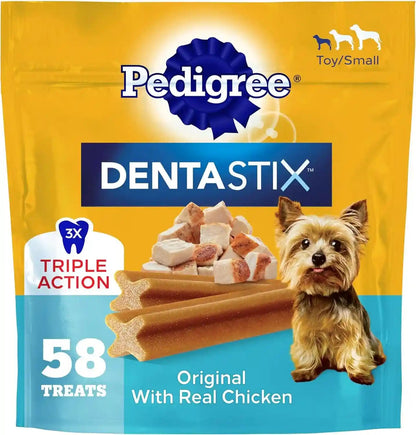 Pedigree Dentastix Small & Toy Breed Dog Dental Treats, Fresh, 102 Count | Triple Action Dental Care, Reduces Tartar, Cleans Teeth, Freshens Breath, for Dogs 7-22 Lbs, No Added Sugar/Fillers12