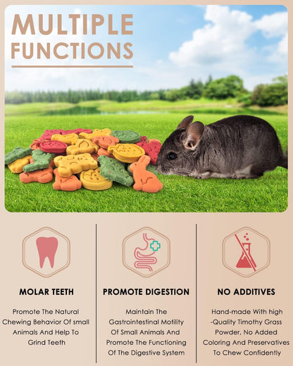 Bissap 32PCS Bunny Chew Toys, Mixed Natural Timothy Hay Pumpkin Strawberry Carrot Chinchillas Chewing Toys and Treats for Rabbit Bunny Guinea Pig Hamster Gerbil and Other Small Animals Molar Snacks3