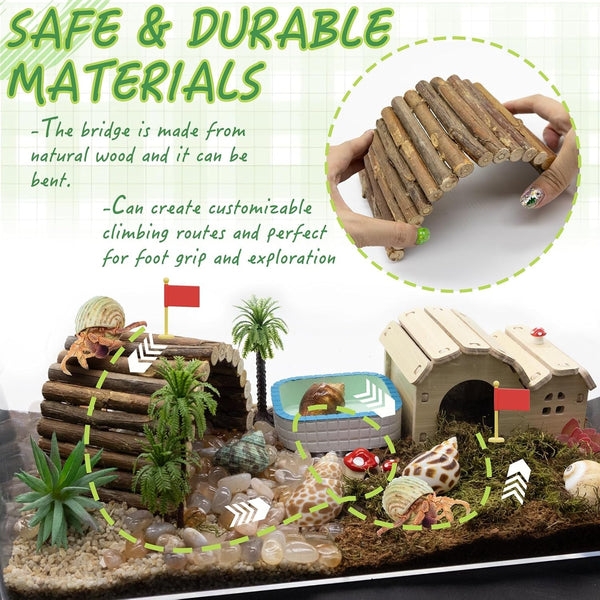 Hermit Crab Kit Hideout Water Pool Tank Decorative Accessories with Palm Tree Decorations Enrichment Toy for Turtles Lizard Frog Gecko Chameleons5