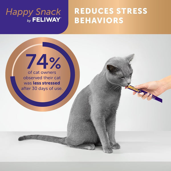 Happy Snack by FELIWAY®, Delicious, Lickable, Squeezable Purée Cat Treats for a Daily Calming Routine, Made with Real Chicken, 12 Pack (0.5Oz Tubes)6