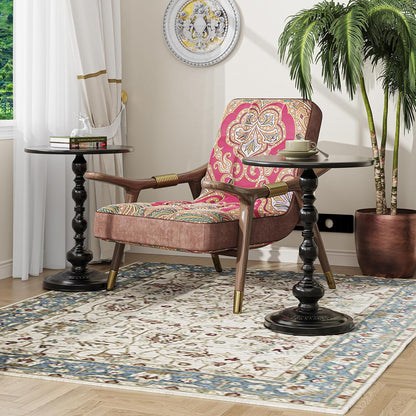 Small Side Table, round Drink Table End Table, Sofa Table TV Tray Table, Pedestal Coffee Table for Living Room, Black7