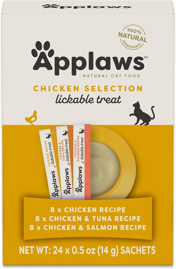 Applaws Fish Puree Lickable Cat Treats 24-Pack 0.5 Oz Sachets | 100% Natural, High Quality Protein, Limited Ingredient, Grain Free, Creamy Squeeze up Treats14