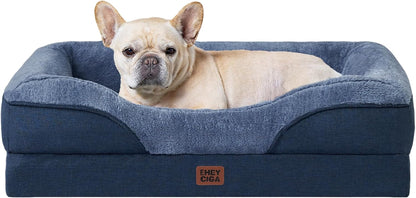 EHEYCIGA Orthopedic XL Dog Bed for Large Sized Dog, 42X30 Inch Extra Large Memory Foam Dog Couch Bed with Sides, Waterproof Liner & Washable Removable Cover, Bolster Pet Sofa, Grey20