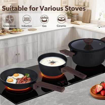9-Piece Nonstick Pots and Pans Set with Grill Pan, Induction | Black Cookware Set, Non-Toxic, Stay-Cool Handles, PFOS & PFOA Free, Compatible with Gas & Electric Stovetop, Easy Clean5