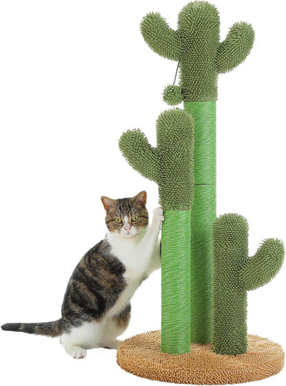 PAWZ Road Cactus Cat Scratching Post 23”Cat Scratcher with Toy Ball | Cactus Cat Tree with 3 Sisal & Carpet Scratching Posts, Soft Carpet Base & Top, Interactive Ball for Indoor Cats12