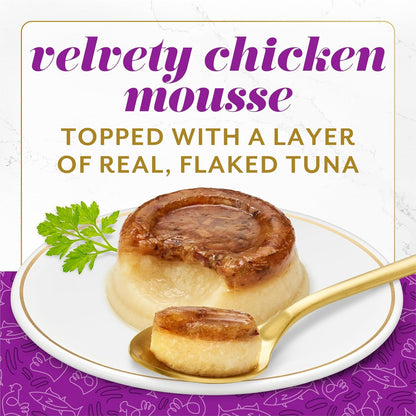 Purina Fancy Feast Layered Delights Chicken Mousse Topped with Flaked Skipjack Tuna Gourmet Wet Cat Treats - 1.96 Oz. (Pack of 8)2