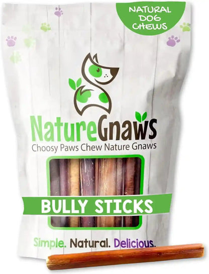 Nature Gnaws Extra Thin Bully Sticks for Small Dogs 5-6" (10 Count) - Long Lasting for Light Chewers and Puppies - Natural Beef Dog Chew Bones17
