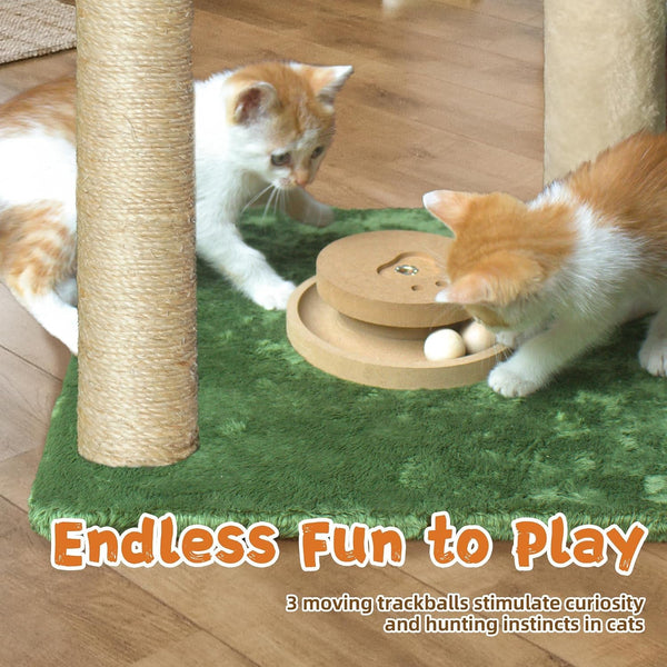 Fantasreen Cat Scratching Post 28 Inches Small Cat Tree Tower with Hammock, Cat Toy Wooden Interactive Condo for Kitten and Adults Cat3