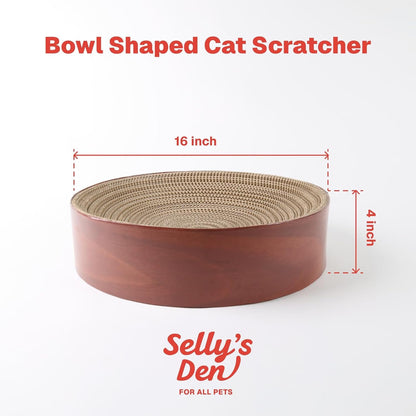 Selly'S Den Bowl Shaped round Cardboard Cat Scratcher with Catnip, for Lounging and Scratching, 16 Inches7