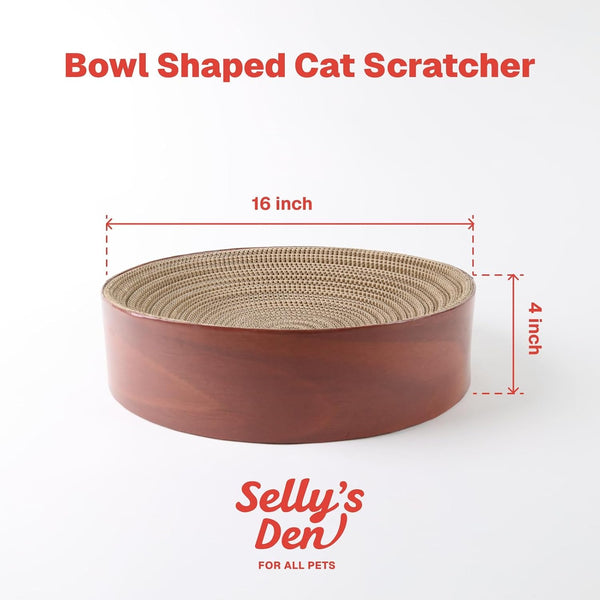 Selly'S Den Bowl Shaped round Cardboard Cat Scratcher with Catnip, for Lounging and Scratching, 16 Inches7