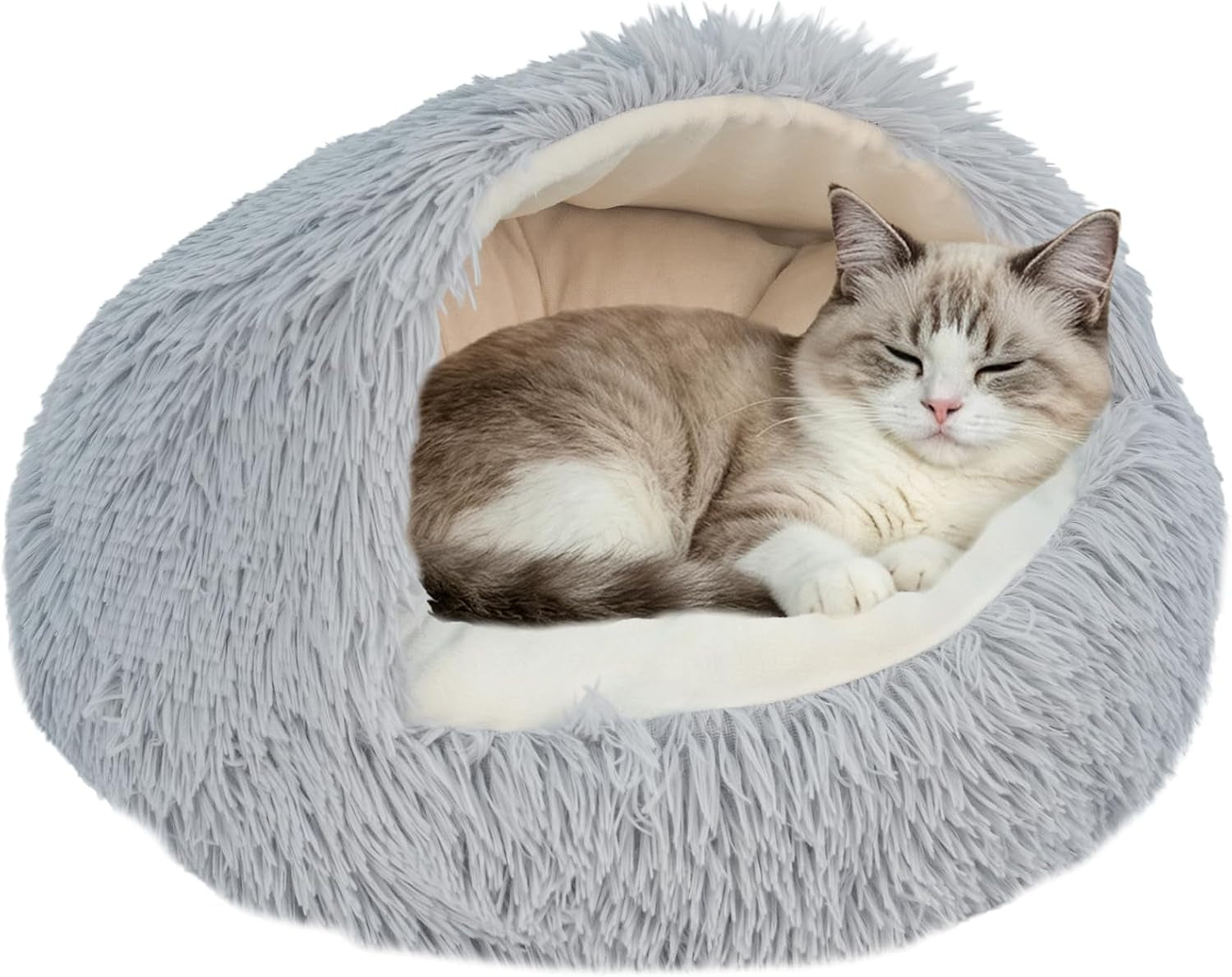 cat-cave-for-indoor-cats-fluffy-hooded-enclosed-pet-bed-for-small-dogs-24-inch-washable-dog-bed-for-puppy-and-kitten-with-anti-slip-bottom-anti-anxiety-light-grey