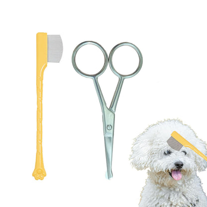 Jgocot Dog Tear Stain Remover Comb for Small Doggy and Cats Pet Grooming Tool with round Tip Stainless Steel Mini Scissor for Pet Facial Eye Area1