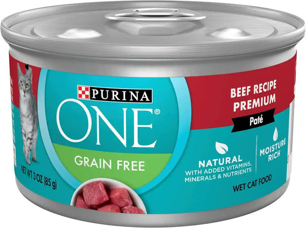 Purina ONE High Protein, Grain Free Pate Wet Cat Food Variety Pack, Grain Free Formula - (Pack of 24) 3 Oz. Cans16