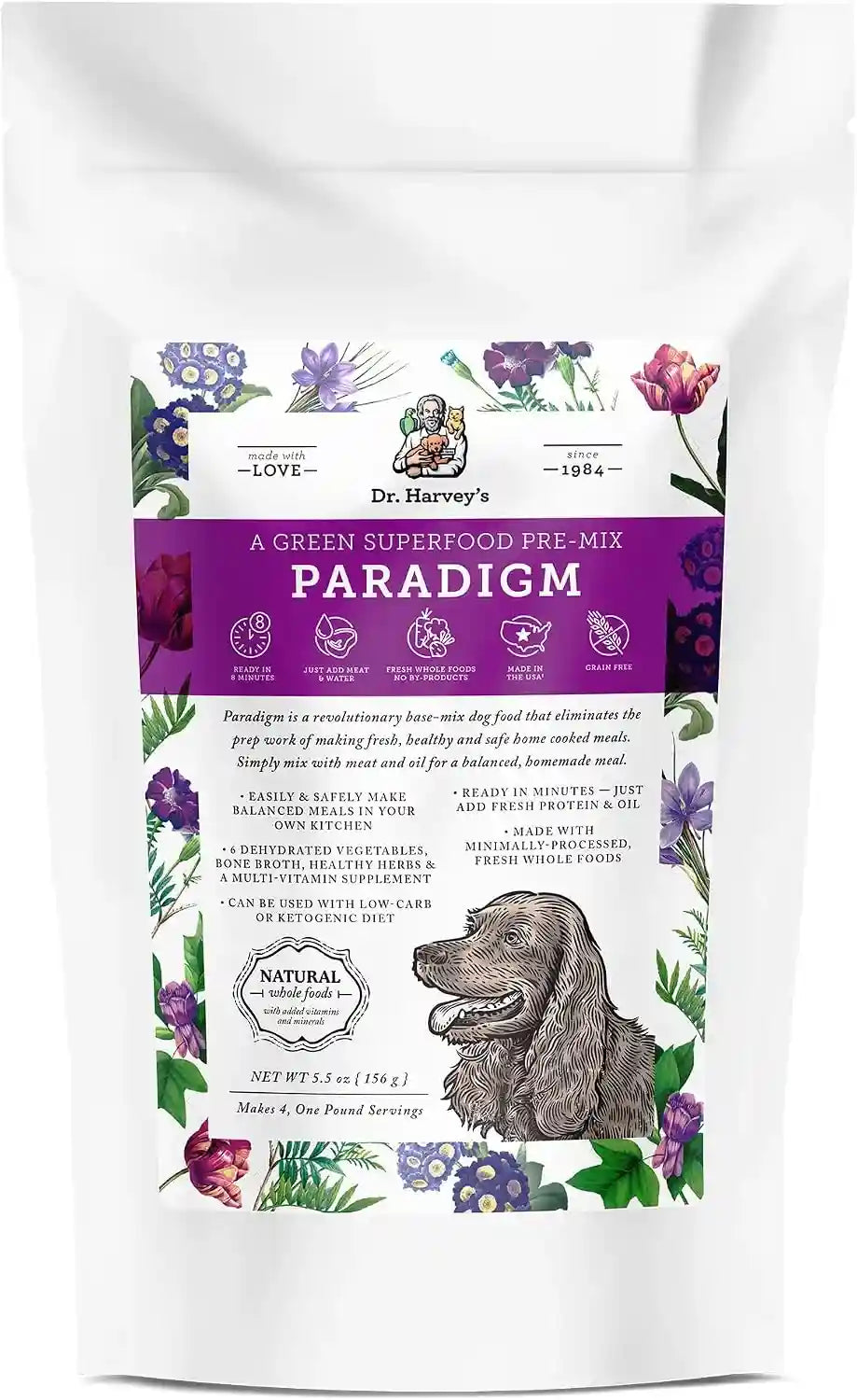 dr-harveys-paradigm-green-superfood-dog-food-human-grade-dehydrated-grain-free-base-mix-for-dogs-diabetic-low-carb-ketogenic-diet-6-pounds