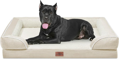 Comfort Expression Orthopedic Dog Bed for Extra Large Dogs with Bolster | Waterproof Dog Couch Bed with Washable Cover & Non-Slip Bottom, Supportive Egg Crate Foam XL Pet Bed, 42X30 Inch182