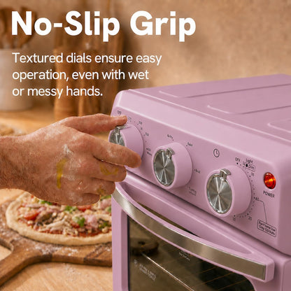 6-In-1 Retro Air Fryer Toaster Oven Combo, Compact 12.7 QT Small Countertop Convection Oven, Fits 9" Pizza & 4 Toast, Hexagon Hybrid Heating, Enamel Baking Pan Included, Pink Color5