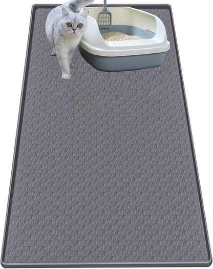 Cat Litter Mat for Litter Box, Silicone Large Cat Litter Trapping Mat - 40X28 In, Waterproof & Non-Slip, Durable & Easy Clean, Light Gray15