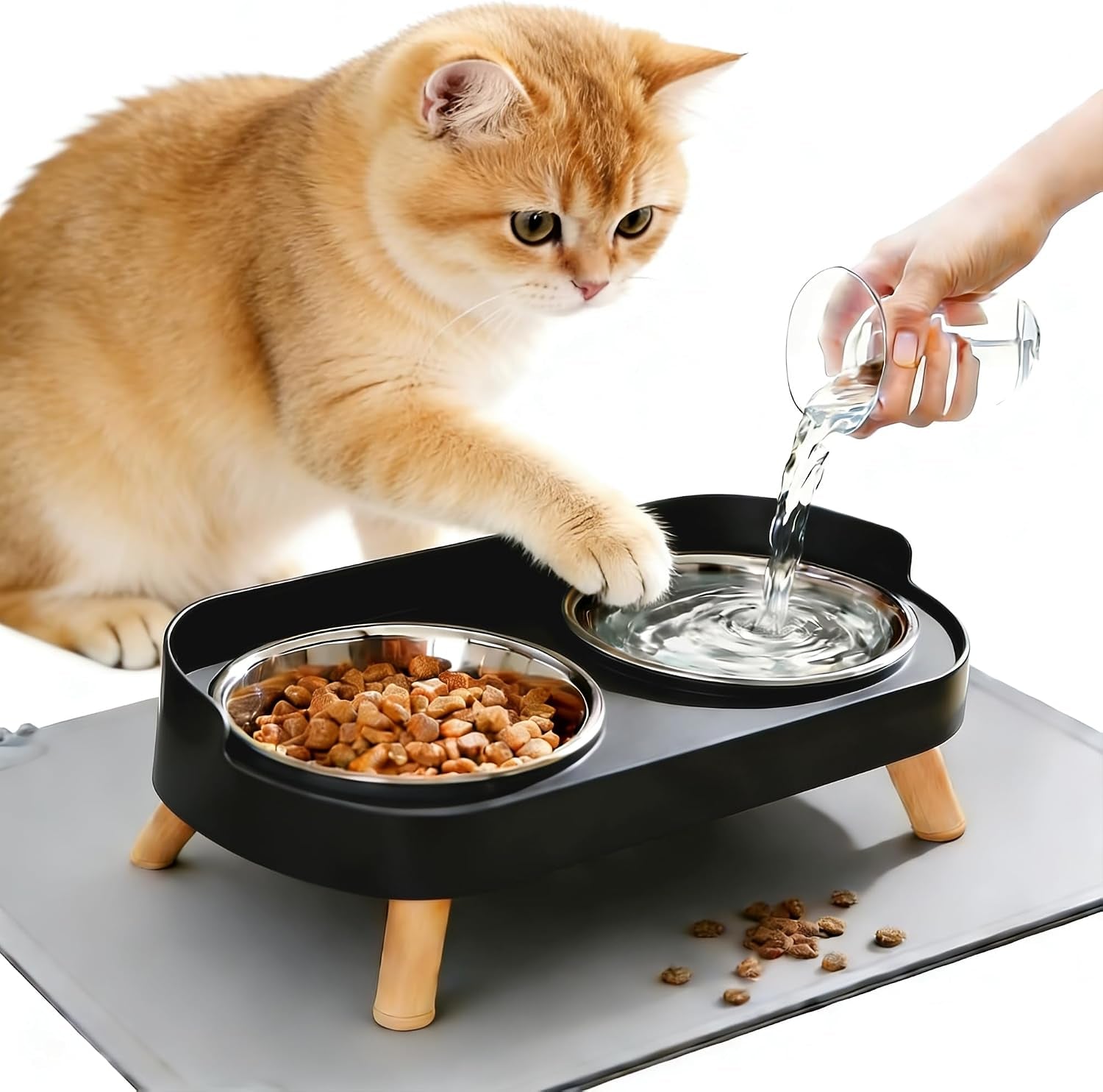 elevated-cat-bowls-with-food-mat-splash-proof-anti-vomiting-raised-cat-food-and-water-bowl-set-2-stainless-steel-dishes-for-cats-and-puppy-pet-bowl-for-indoor-cats-white