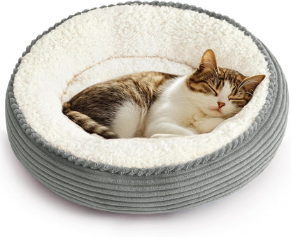 Love'S Cabin round Donut Cat and Dog Cushion Bed, 20In Bed for Cats or Small Dogs, Anti-Slip & Water-Resistant Bottom, Super Soft Durable Fabric Pet Beds, Washable Luxury Cat & Dog Bed Gray48