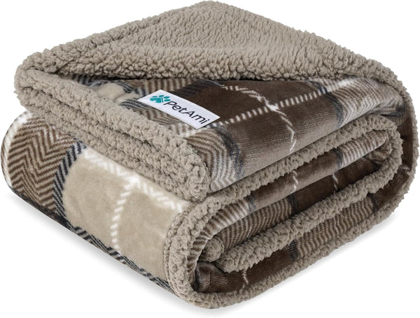 Petami Waterproof Dog Blanket for Couch, Extra Large 80X60, Pee Proof Sherpa Fleece Reversible Pet Throw, Furniture Protector for Bed Sofa Crate Kennel, Soft Washable Cover for Dog Cat, Grey Sherpa14