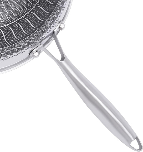 12 Inch Stainless Steel Wok Pan with Lid, Honeycomb Coating Woks & Stir-Fry Pans Nonstick Wok Induction Wok Set Chinese Wok No Chemical Coated Wok for Induction, Electric, Gas, Halogen9