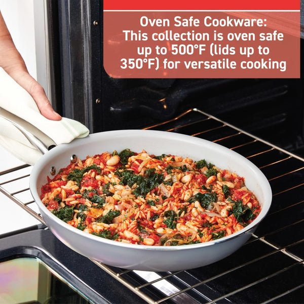 Fresh Gourmet Recycled Ceramic Non Stick Cookware Set 12 Piece, Oven Broiler Safe 500F, Lid Safe 350F, Kitchen Cooking Set W/Fry Pans, Saucepans, Dutch Oven, Utensils, Pots and Pans Set, Grey6