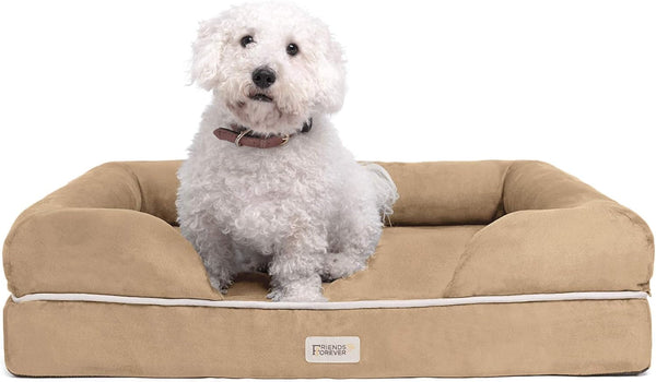 Friends Forever Large Dog Bed Couch, Orthopedic Pet Sofa Memory Foam | Dog Couch with Washable Removable Bed Cover, Non-Slip Bottom, Indoor Calming Chairs Mattress, Chester, Pewter Grey Large21