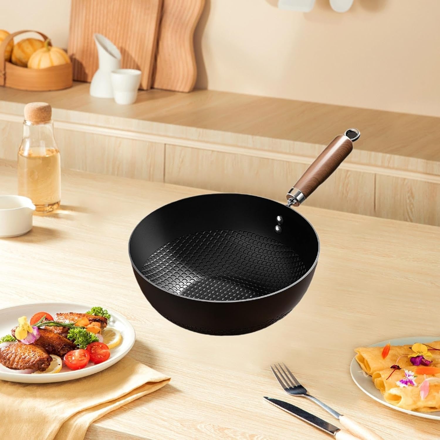 iron-wok-pan-stir-fry-pan-easy-to-clean-small-chinese-wok-cookware-for-stir-frying-boiling-cooking-for-induction-electric-gas-26cm