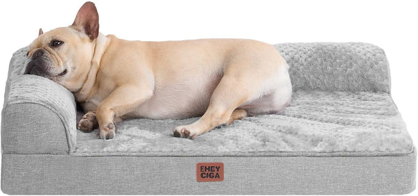 EHEYCIGA Orthopedic Dog Bed Medium Size Dogs, Memory Foam Dog Bed with Washable Removable Cover, Waterproof Pet Sofa Couch for Crate with Nonskid Bottom, 30X20X6, Grey1