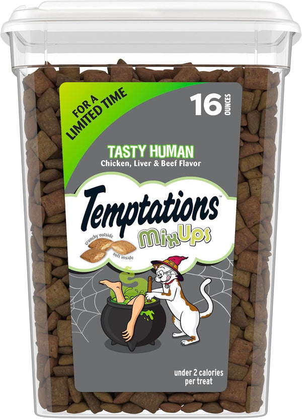 Temptations Mixups Crunchy and Soft Cat Treats, Tasty Human, 16 Oz | under 2 Calories per Treat, 100% Complete & Balanced for Adult Cats, Resealable Pouch, Crunchy Outside, Soft Inside1