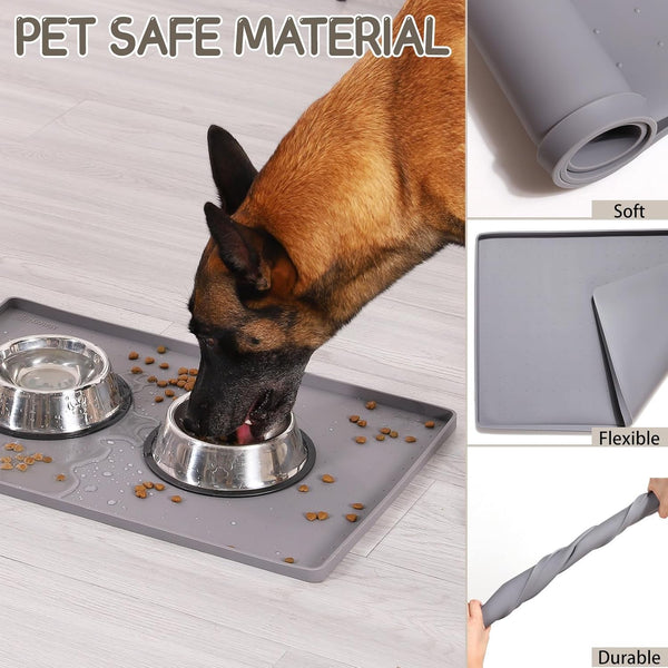 Mateeylife Silicone Cat & Dog Food Mat for Floors Waterproof, Anti-Slip Dog Bowl Mats for Food and Water, Pet Feeding Mats with Lip to Prevent Spills, Pet Placemat for Messy Drinkers to Protect Floors5