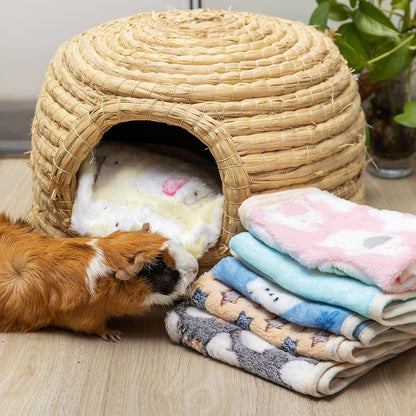 CUSOZWO Guinea Pig Bedding Mat 6 Pack, Soft Fleece Small Pet Blankets | Washable Small Animal Cage Liners Sleep Mat Accessories for Rat, Rabbit, Hamster, Hedgehog (13.7X13.7In)6