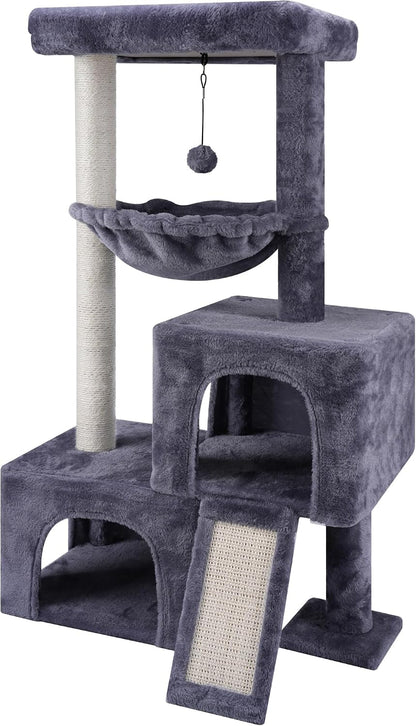 AIWIKIDE 37.4" Cactus Cat Tree Tower with Twin Cat Condos for Indoor Cats, All-In-One Activity Center with Cat Scratching Post Cozy Sleeping Perch Hammock and Toy Balls,Green9