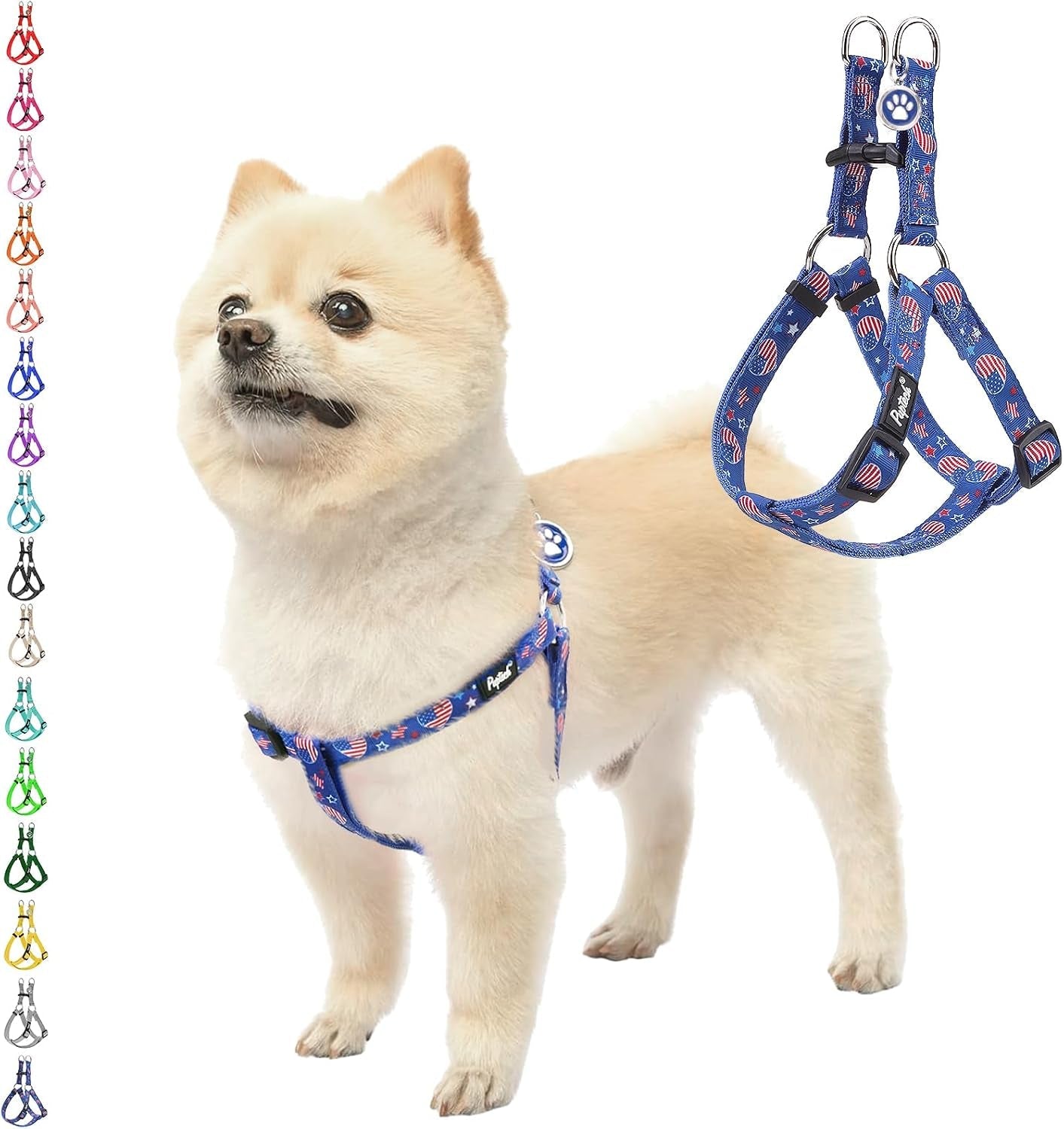 pupteck-no-pull-dog-harness-soft-adjustable-basic-nylon-step-in-puppy-vest-outdoor-walking-with-id-tag