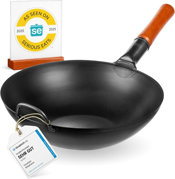 Carbon Steel Wok Pan 13,5 “ + Lid 12.8 in for 13.5-In Wok + 17’’ Spatula and Ladle2