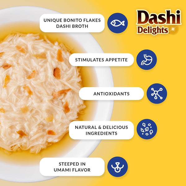 INABA Dashi Delights Lickable Cat Treats, Chicken Variety, 12Ct | Immune Support, Antioxidant Support, 88% Moisture, Shredded Chicken, Dashi Broth Side Dish, Grain-Free, 12 X 2.5 Oz Cups7