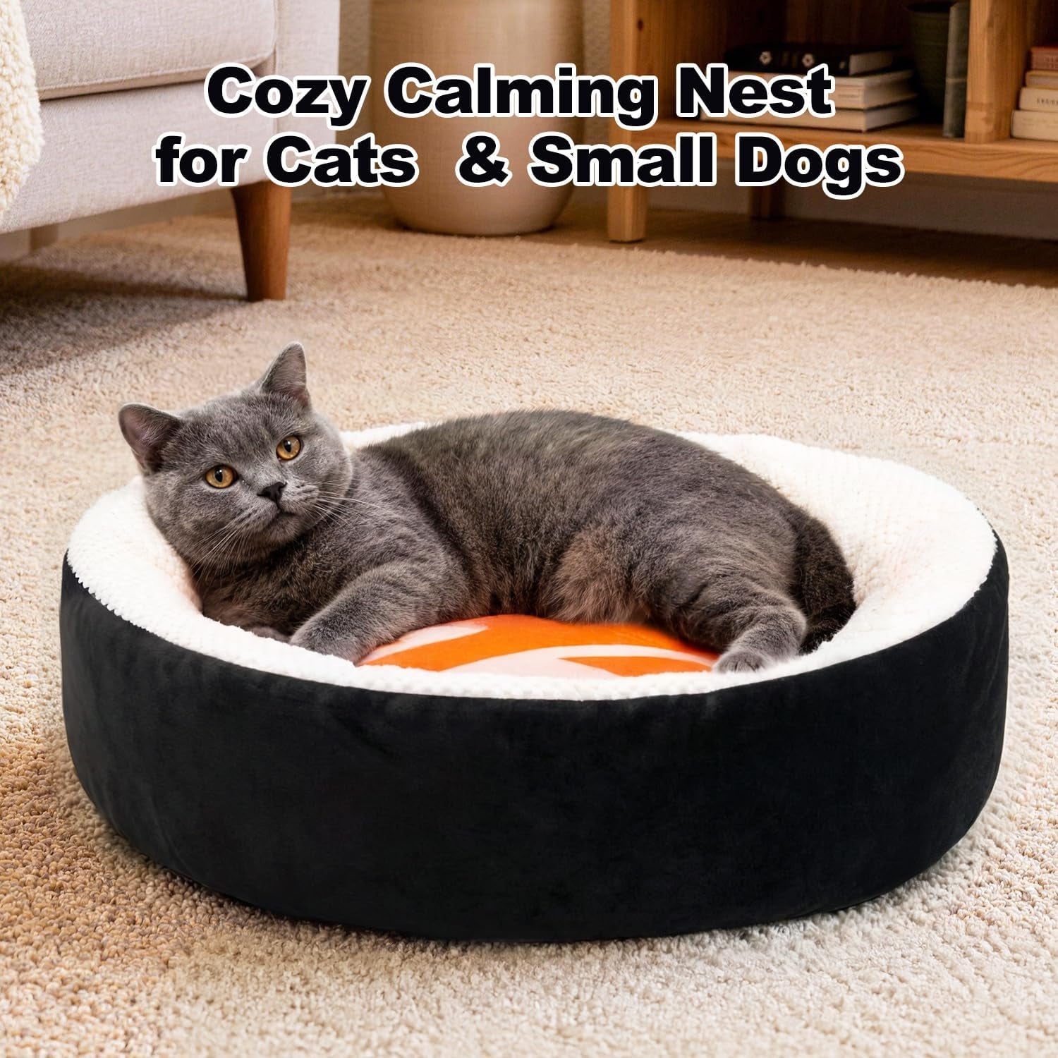 sushi-cat-bed-calming-small-dog-bed-21in-washable-anti-anxiety-cuddler-bed-for-kitten-puppy-ultra-soft-plush-fur-non-slip-bottom-machine-washable-cushion-pet-bed