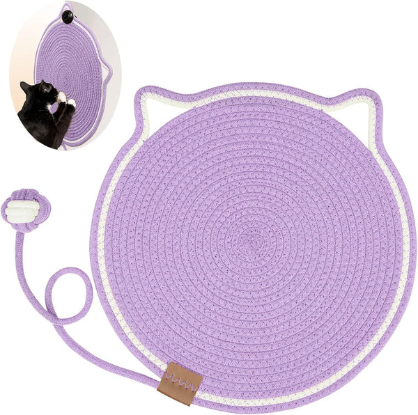 Cat Scratcher Mat, Natural Cotton Rope Cat Scratch Pad, 15.7'' round Horizontal Floor Cat Scratching Pads for Indoor Cats, Cat Furniture Protector for Wall, Couch, Carpets, Sofas9