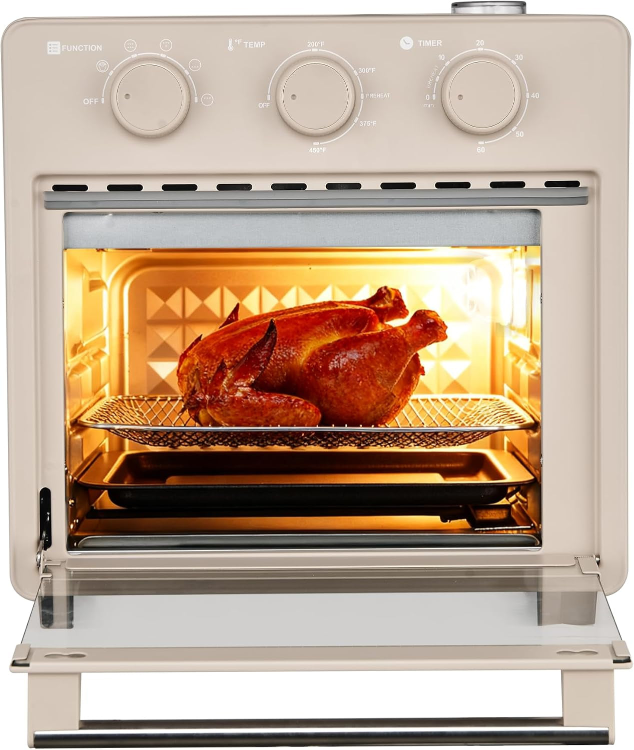 home-16-5-qt-air-fryer-oven-with-steam-infusion-cream-convection-countertop-oven-6-cooking-functions-200-450-f-temperature-control-interior-light-fry-basket-baking-tray-included