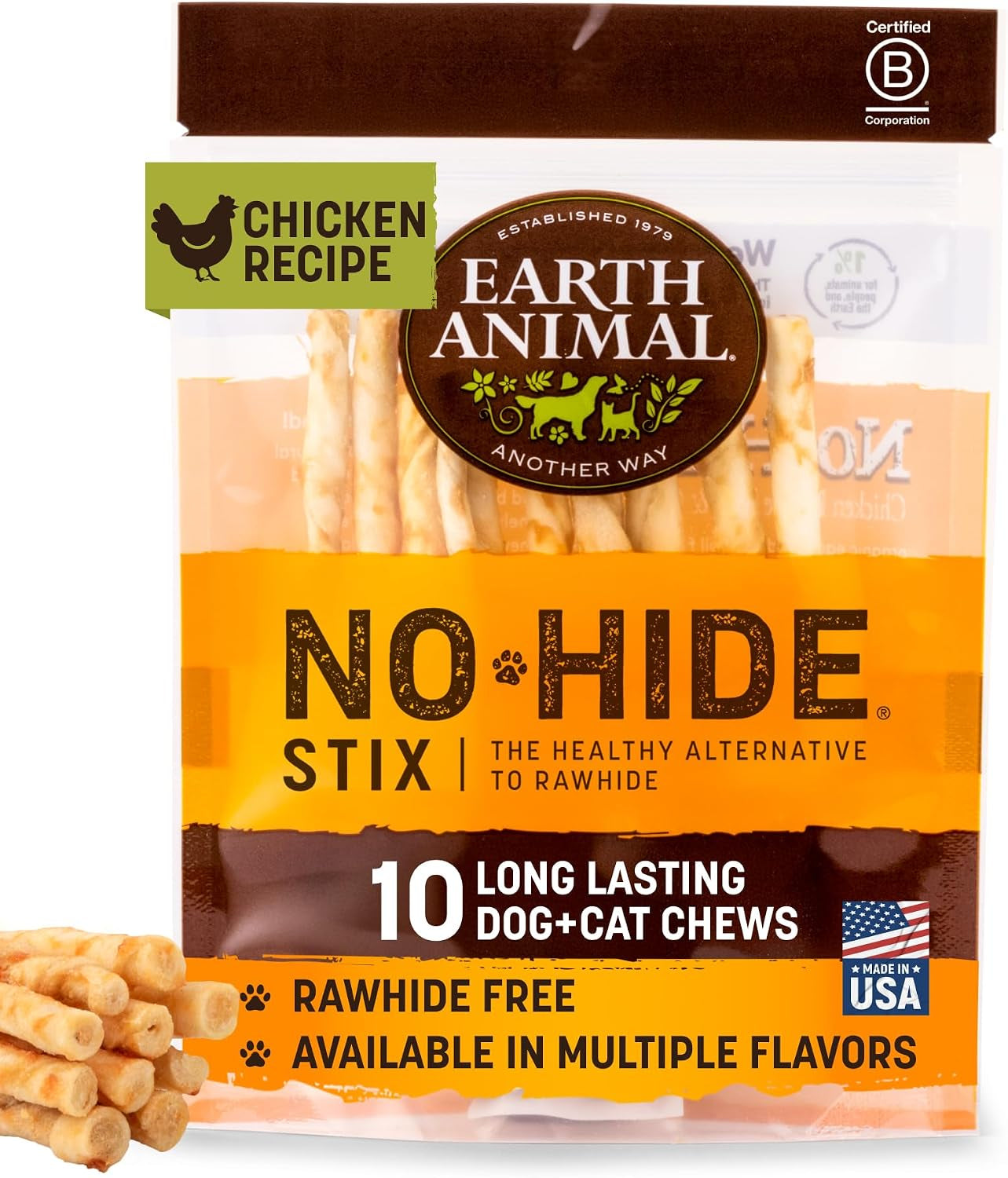 earth-animal-no-hide-stix-rawhide-free-dog-chews-sticks-10-count-chicken-small-sticks-chicken-flavored-natural-rawhide-free-long-lasting-dog-chews-treats-for-small-dogs-and-cats