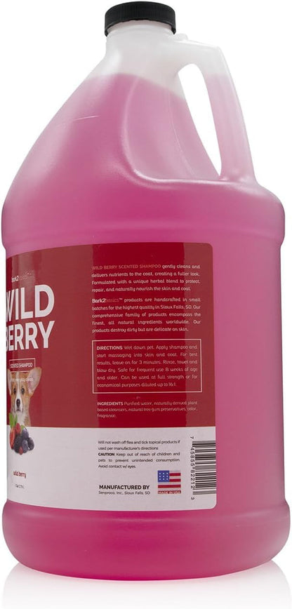 Bark2Basics Wild Berry Dog Shampoo, 1 Gallon | Unique Herbal Blend, Finest Natural Ingredients, Handcrafted, Soap-Free & Cruelty-Free, Protects and Nourishes Skin and Coat | Concentrate Makes 16 Gallons; Gentle on Pets, Dogs, Cats and Puppies, Moisturizing Grooming Wash, Naturally Derived, USA Made2