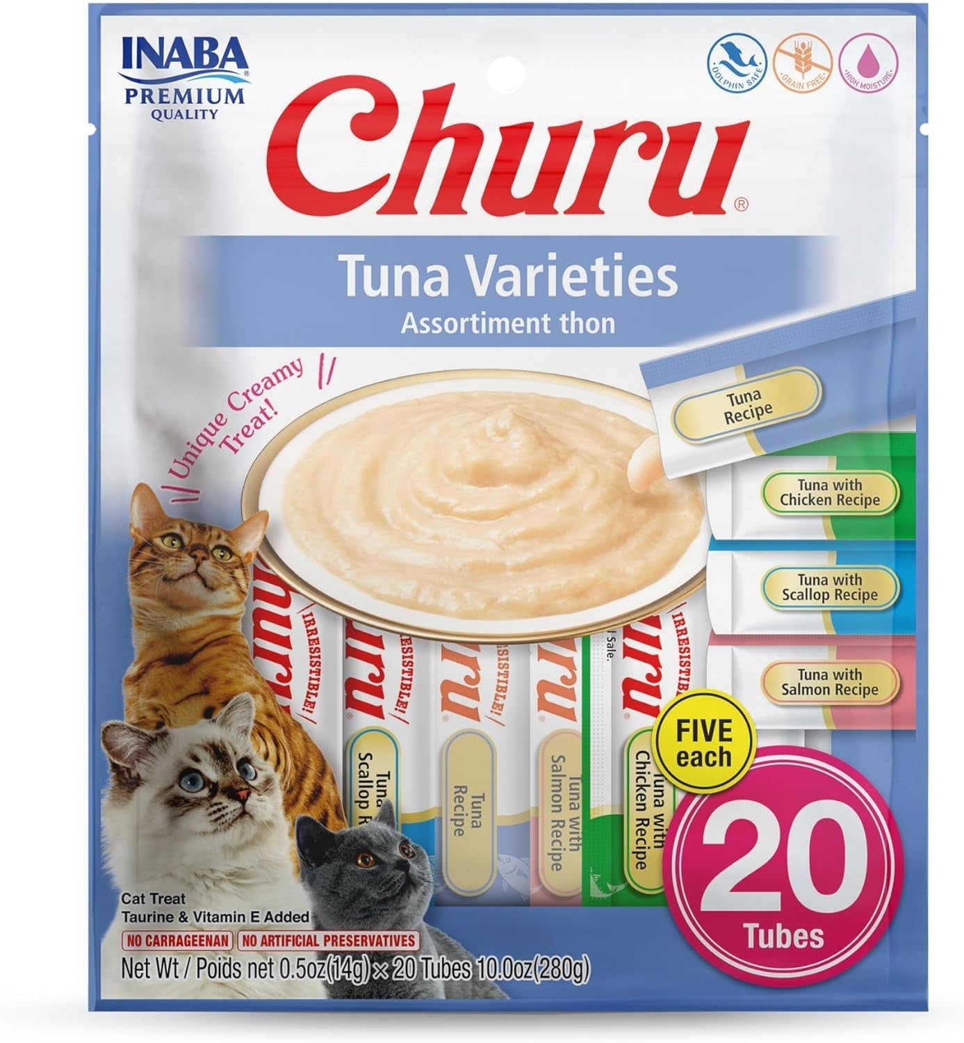 inaba-churu-cat-treats-lickable-squeezable-creamy-puree-cat-treat-with-green-tea-extract-taurine-0-5-ounces-each-tube-20-tubes-tuna-variety