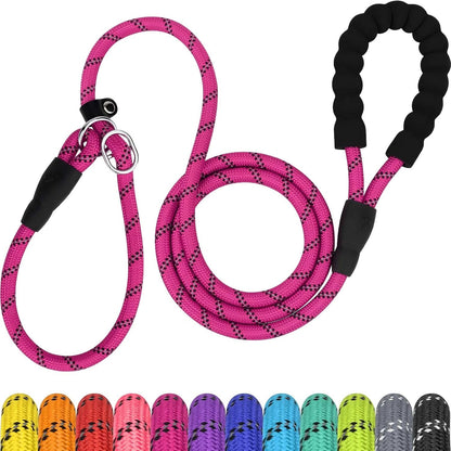 Tagme Slip Lead for Dogs, No Pull Training Leash, Padded Handle (Hot Pink) | Braided Climbing Rope, Reflective Stitching, 6 Ft, Fits Small to Large Dogs up to 250 Lbs, Cushioned Grip, No Leash Burn1