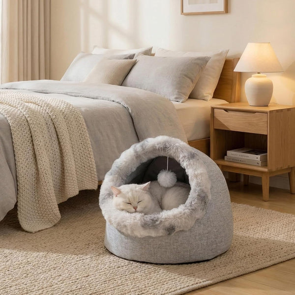 Avont Cat Bed Cave for Indoor Cats, Semi-Enclosed with Washable Cushion | Anti-Slip Bottom, Warm Plush, for Kittens & Small Dogs under 10 Lbs (M)5