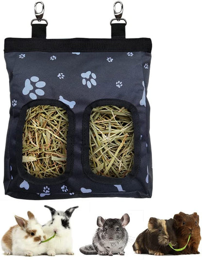 RIOUSSI Guinea Pig Hay Feeder, Hanging Rabbit Hay Feeder Bag. Blueflower | Upgraded Double Layer Fabric | Bite Resistant | Cleaner Hay & Less Mess | Small Animal Hay Holder for Bunnies & Chinchillas10