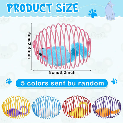 Jecery 5 Pcs Cat Toys Spring,Mouse,Multicolor | Interactive Cat Toy, Stretchable Rolling Ball, for Indoor Cats, Colorful Playful Coils, Kitten Pet Supplies2