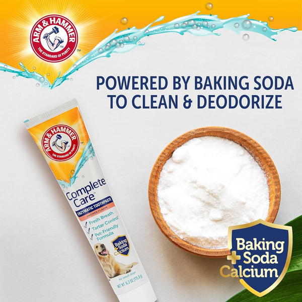 Arm & Hammer Complete Care Enzymatic Dog Toothpaste, Chicken, 6.2 Oz | Fluoride-Free Formula with Baking Soda and Calcium Fights Plaque and Tartar, Freshens Breath, Value Size7