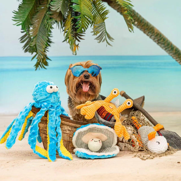 Nocciola 4 Packs Crinkle Squeaky Dog Toys for Aggressive Chewers, Tough Durable Stuffed Plush Rope Tug Puppy Chew Toy for Small Medium Large Breeds2