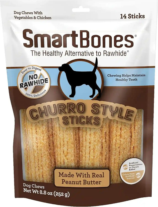 Smartbones Churro-Style Mini Sticks 28 Count, Made with Real Peanut Butter, Rawhide-Free Chews for Dogs, 7.90 Ounce (Pack of 1)6