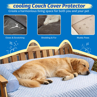 WATANIYA PET Cooling Dog Bed, Washable Cooling Mat for Large Dogs with Removable Cover, Self Cooling Couch Cover for Dog, Non-Slip Dog Couch Bed, 41X37 Inch, Blue6